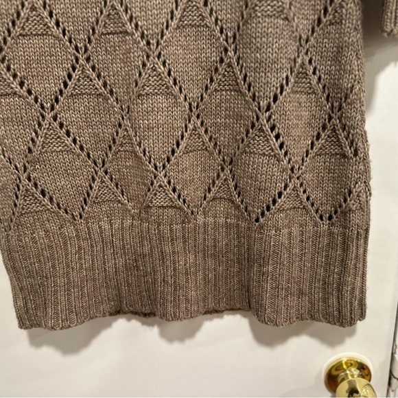 Fenn Wright Manson Woman XL Brown Wool Blend Open Knit 3/4 sweater Dress. - Picture 12 of 12